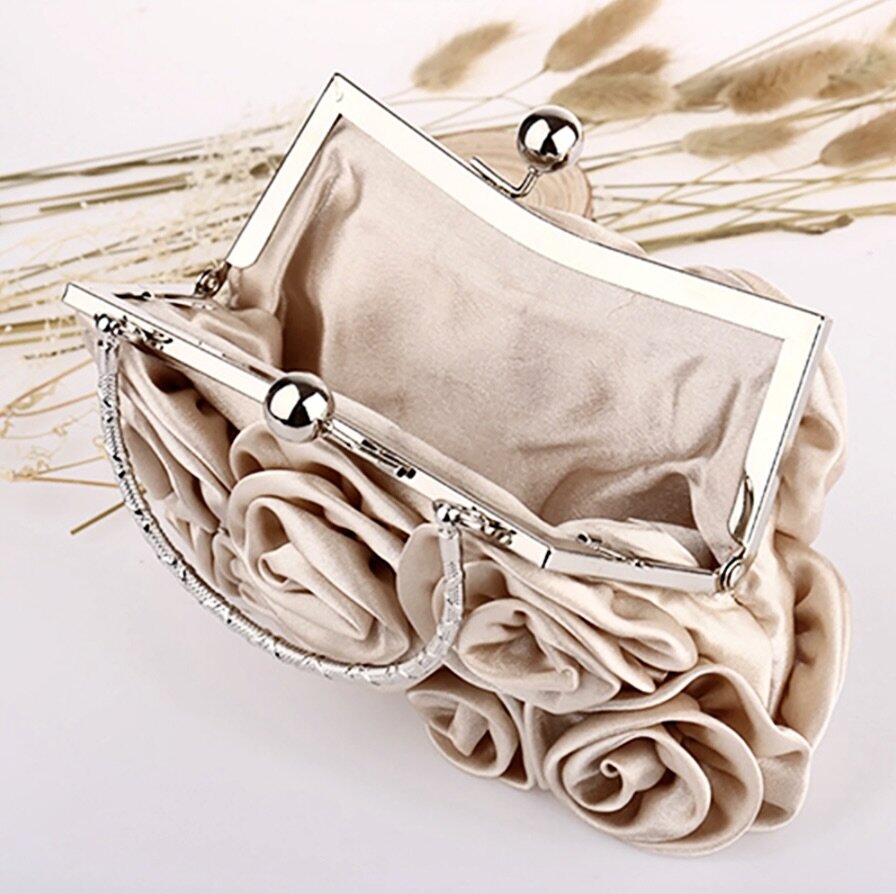AnnMarie - Satin Rose Bridal Handbag Clutch - More Colors