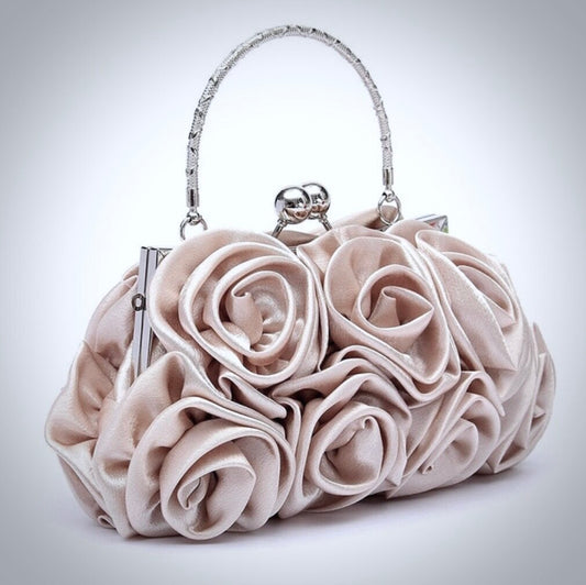 AnnMarie - Satin Rose Bridal Handbag Clutch - More Colors
