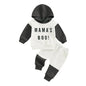 Baby Toddler Boys 2Pcs Mama's Boy Fall Outfit Letter Print Contrast Color Hooded Long Sleeve Top and Long Pants Set
