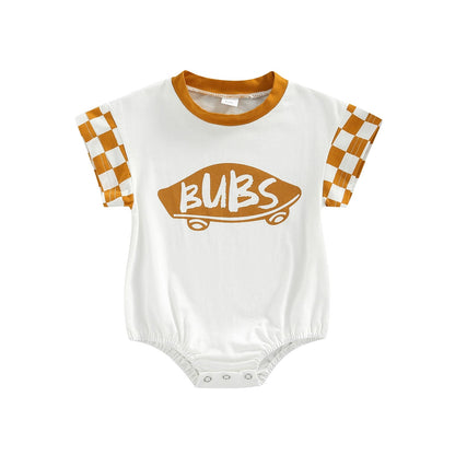 Bubs Checkered Infant Baby Girl Boy Plaid Short Sleeve Romper
