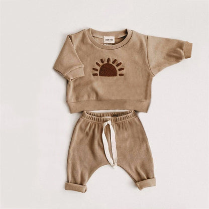 2 Piece Neutral Newborn Baby Toddler Girl Long Sleeve Top And Pants