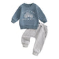Baby Toddler Boys 2Pcs A Little Dirt Never Hurt Fall Outfit Long Sleeve Tractor Letter Print Top + Pants Set