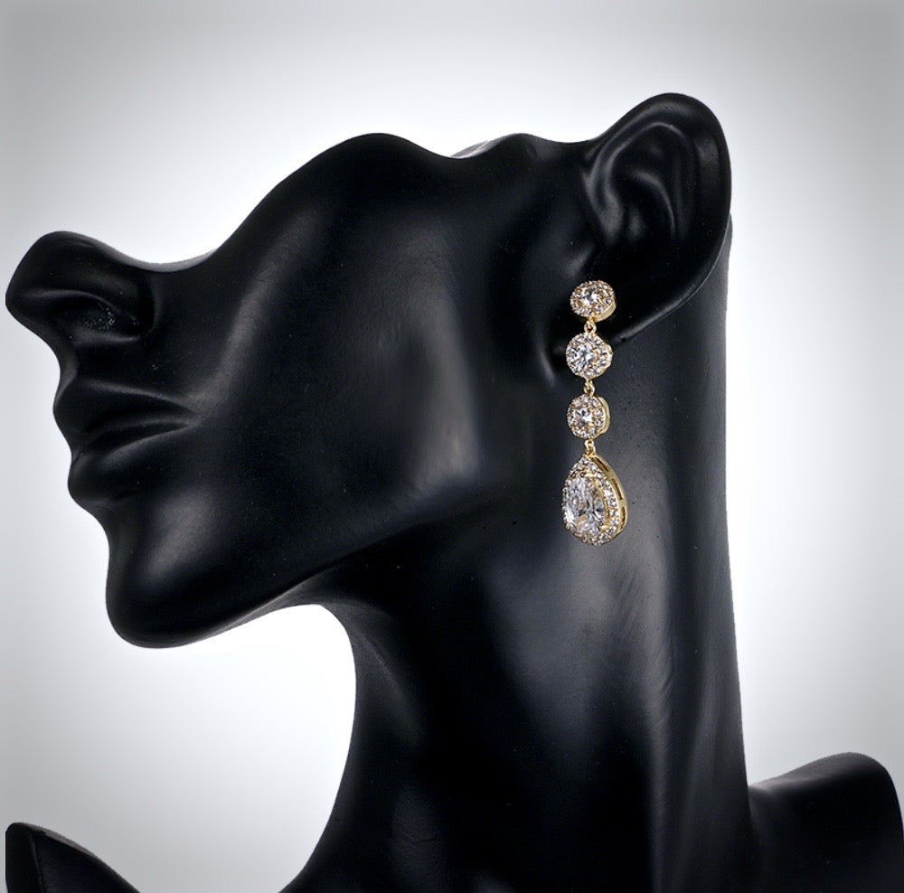 Zoe - Cubic Zirconia Bridal Earrings - Available in Rose Gold, Silver and Yellow Gold