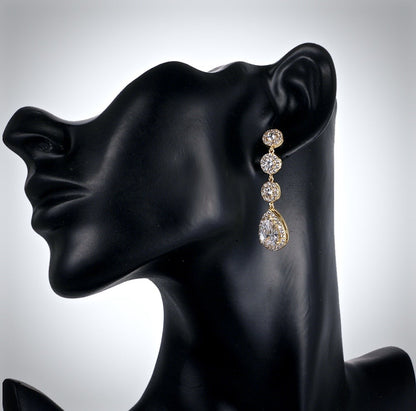 Zoe - Cubic Zirconia Bridal Earrings - Available in Rose Gold, Silver and Yellow Gold
