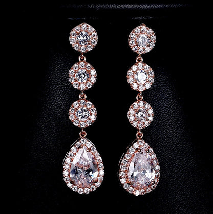 Zoe - Cubic Zirconia Bridal Earrings - Available in Rose Gold, Silver and Yellow Gold