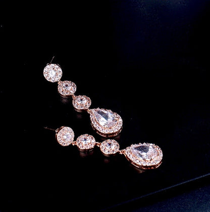 Zoe - Cubic Zirconia Bridal Earrings - Available in Rose Gold, Silver and Yellow Gold