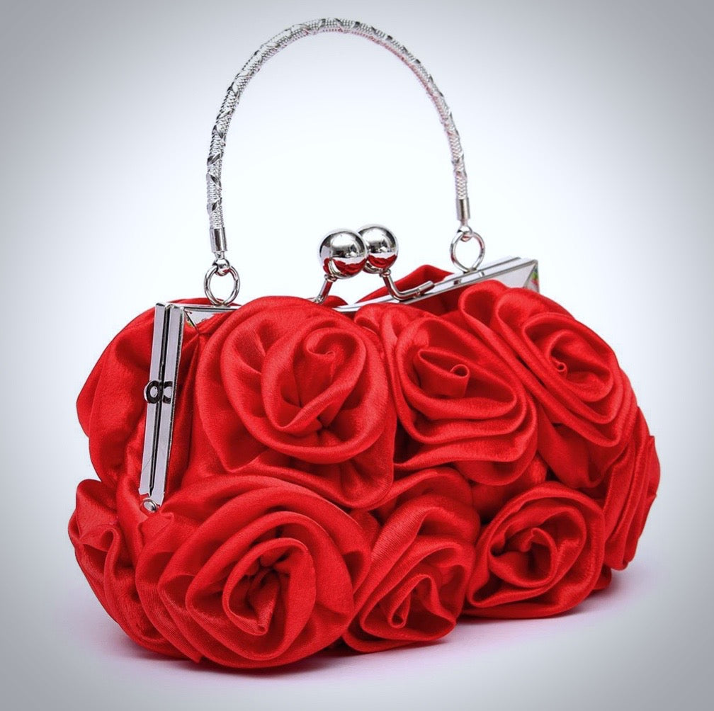AnnMarie - Satin Rose Bridal Handbag Clutch - More Colors