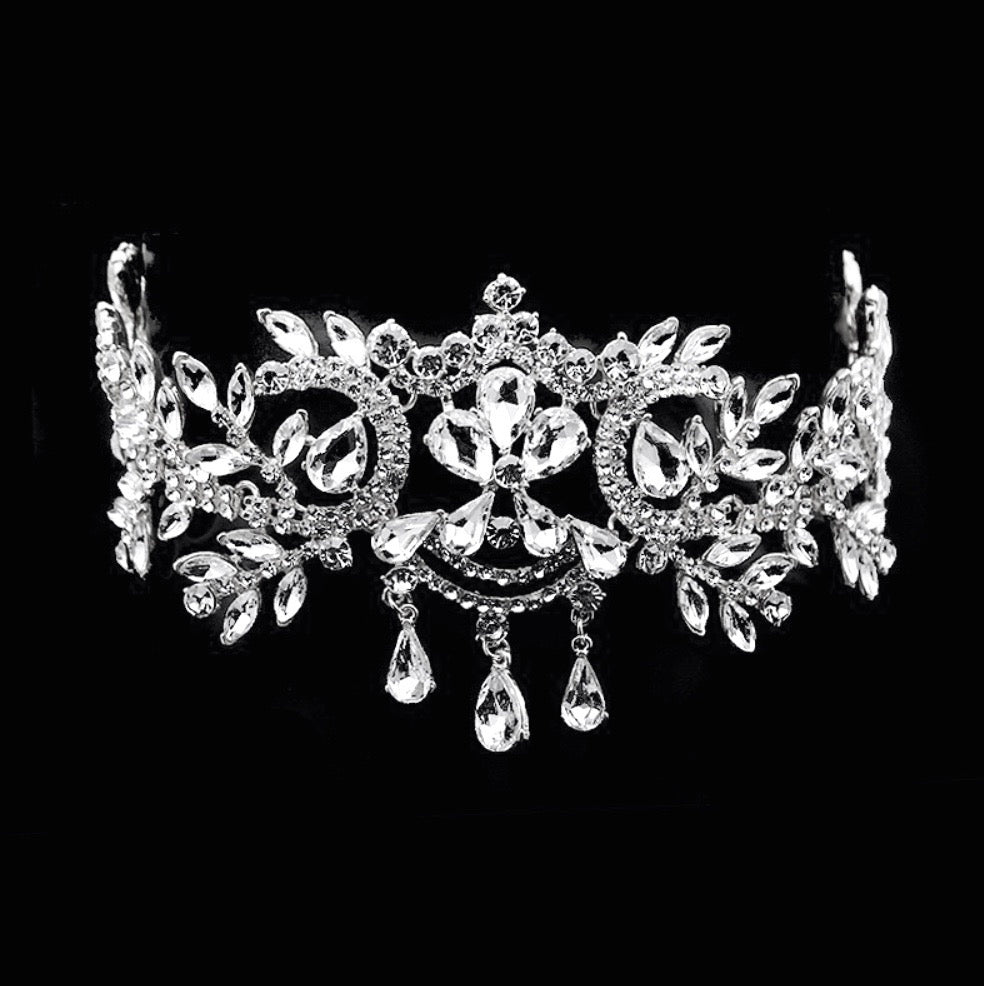 "Kiara" - Crystal Bridal Forehead Chain / Headdress - Available in Silver, Rose Gold and Yellow Gold