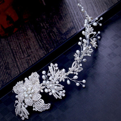 "Robin" - Silver Pearl and Crystal Bridal Headband