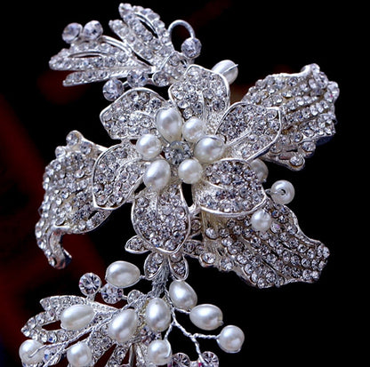 "Robin" - Silver Pearl and Crystal Bridal Headband