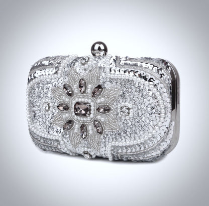 Jaimee - Silver Bridal Handbag Clutch