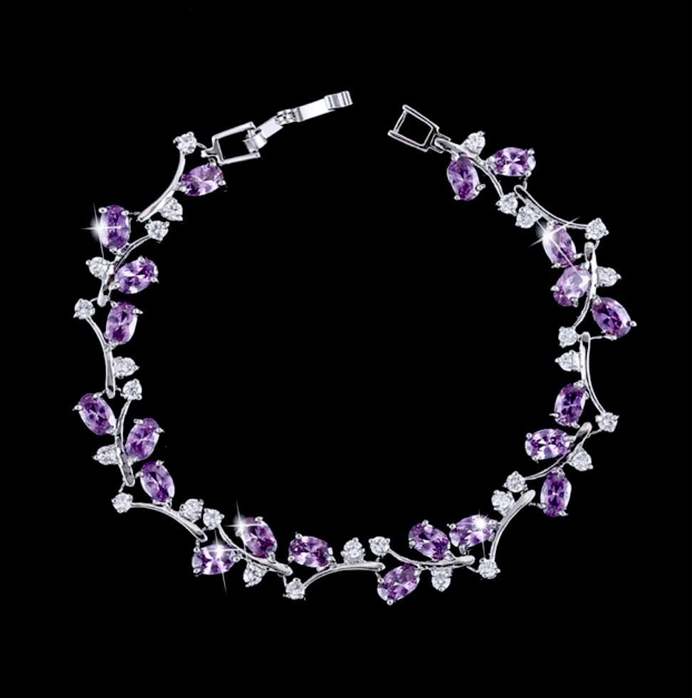 "Krista" - Cubic Zirconia Vine Bridal Bracelet - More colors available