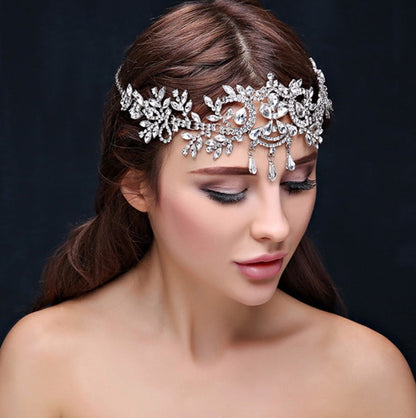 "Kiara" - Crystal Bridal Forehead Chain / Headdress - Available in Silver, Rose Gold and Yellow Gold