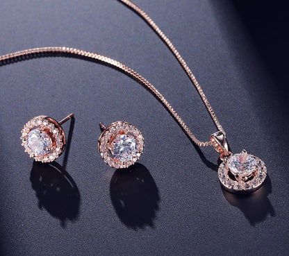 "Pandora" - Bridesmaid Necklace and Earrings Set - Available in Rose Gold, Silver and Yellow Gold