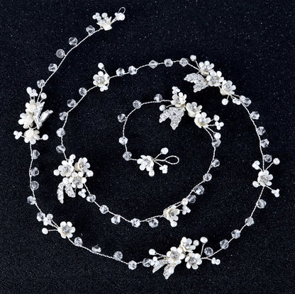 "Wendy" - Pearl and Crystal Long Bridal Hair Vine