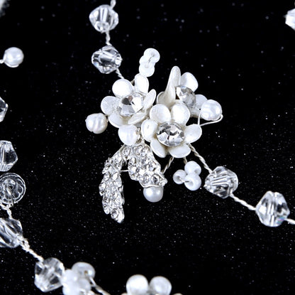 "Wendy" - Pearl and Crystal Long Bridal Hair Vine
