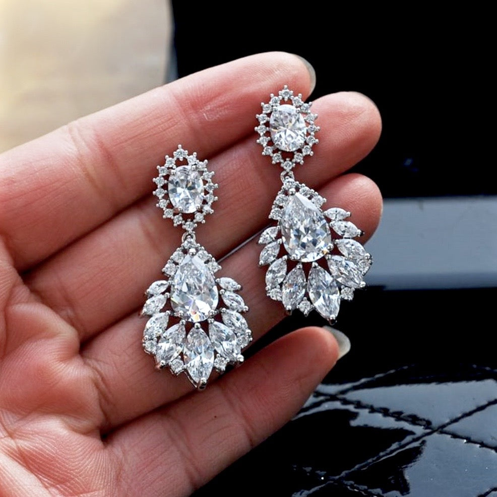 Adrienne - Cubic Zirconia Bridal Earrings - More Colors