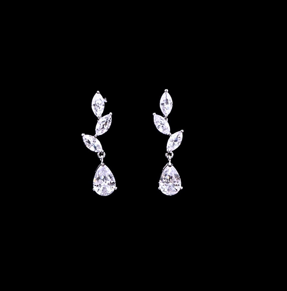 Ivelina - Silver Cubic Zirconia 3-Piece Bridal Jewelry Set With Tiara
