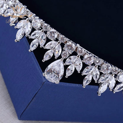 Ivelina - Silver Cubic Zirconia 3-Piece Bridal Jewelry Set With Tiara
