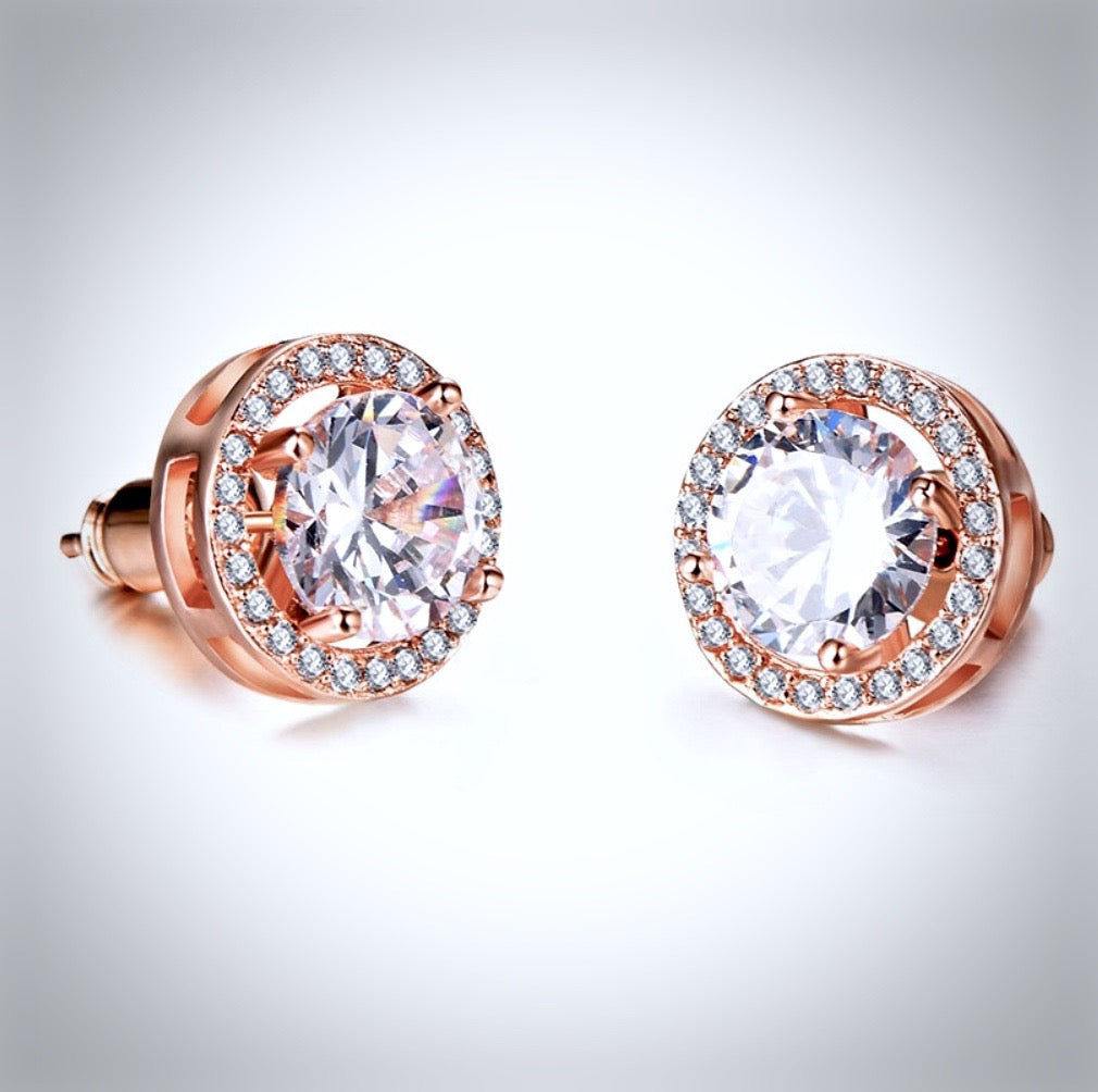 "Pandora" - Cubic Zirconia Stud Earrings - Available in Silver, Rose Gold and Yellow Gold