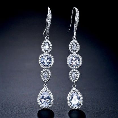 Michelle - Cubic Zirconia Bridal Earrings - Available in Silver, Rose Gold and Yellow Gold