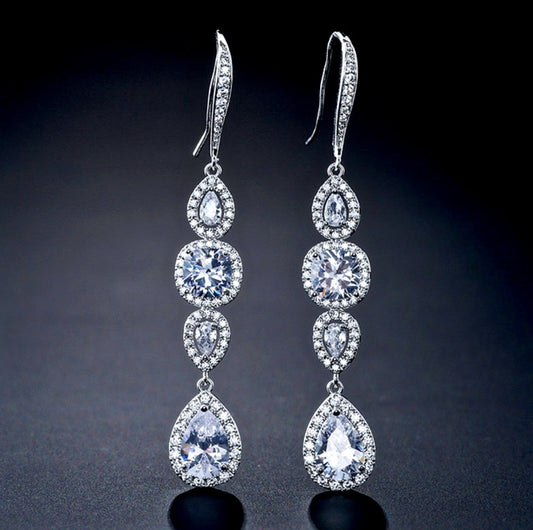 Michelle - Cubic Zirconia Bridal Earrings - Available in Silver, Rose Gold and Yellow Gold