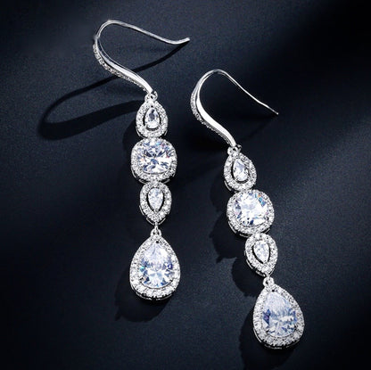Michelle - Cubic Zirconia Bridal Earrings - Available in Silver, Rose Gold and Yellow Gold