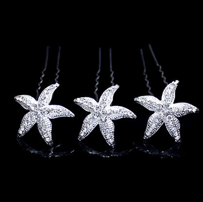 Kailani - Crystal Sea Star Hair Pins - Set of 5