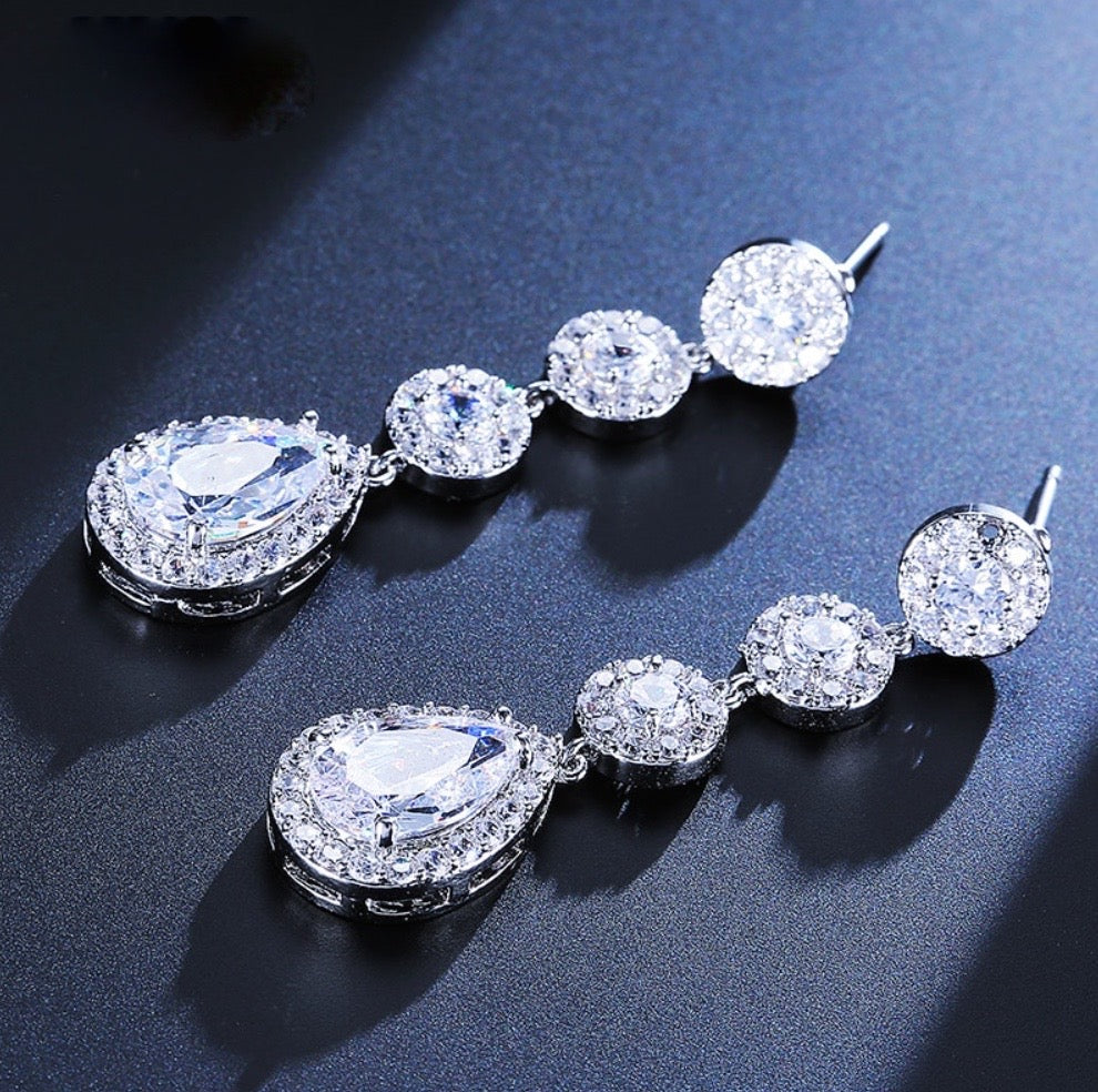 Zoe - Cubic Zirconia Bridal Earrings - Available in Rose Gold, Silver and Yellow Gold