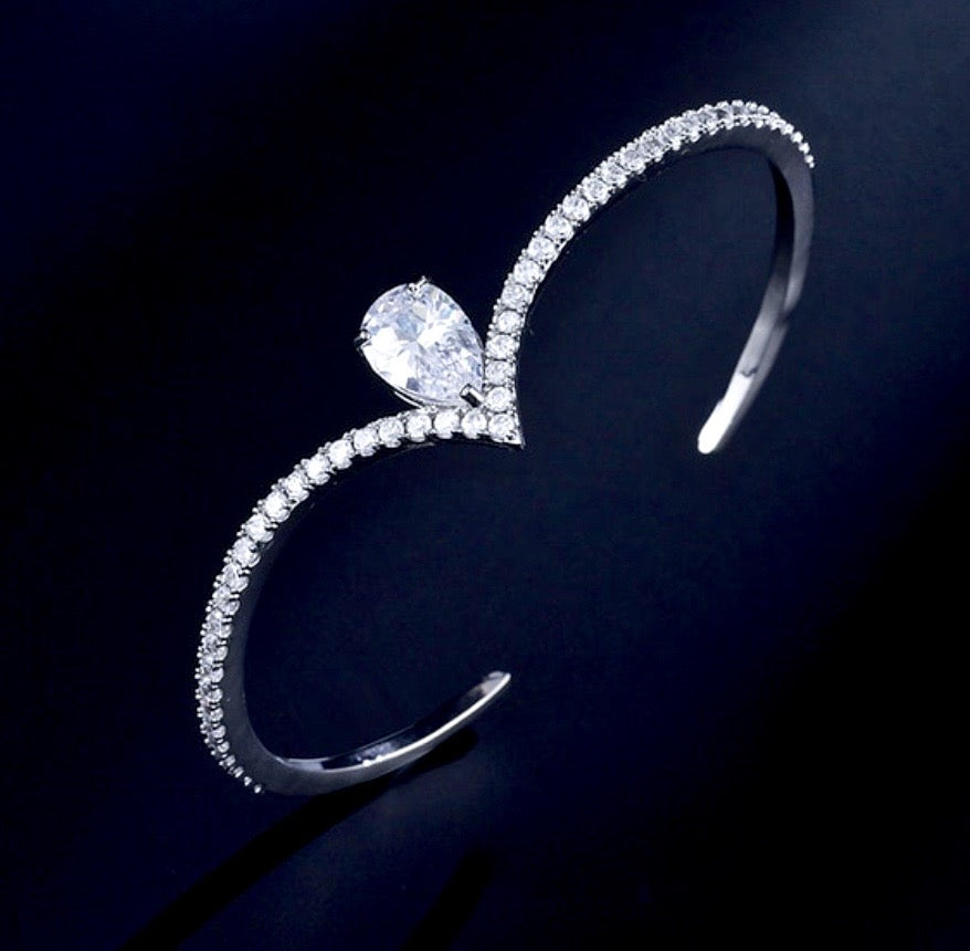 Ayanna - Cubic Zirconia Bridal Bracelet - Available with Blue and Clear CZ