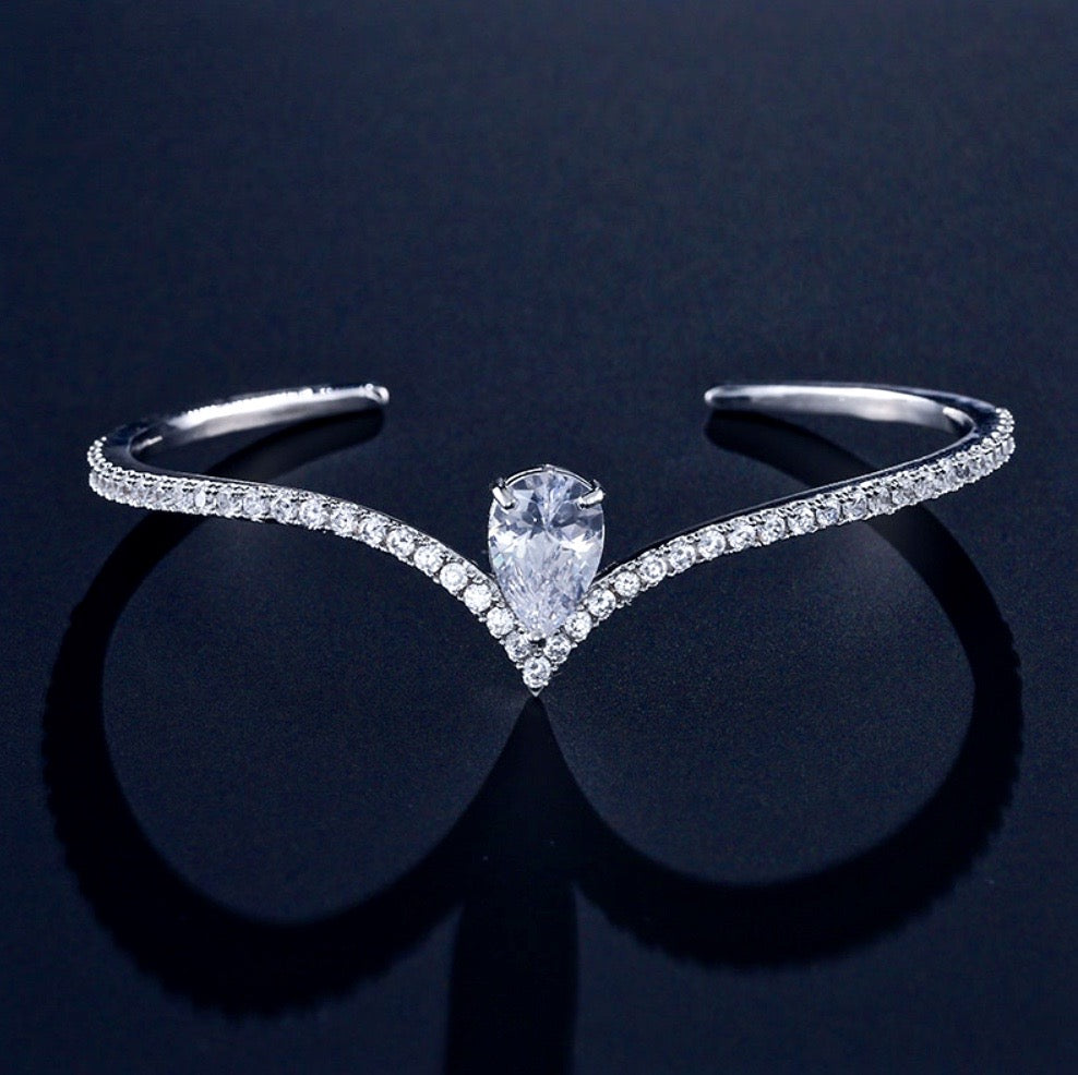 Ayanna - Cubic Zirconia Bridal Bracelet - Available with Blue and Clear CZ
