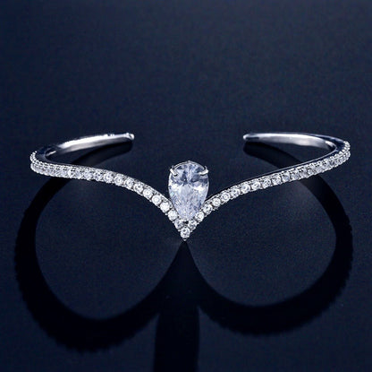 Ayanna - Cubic Zirconia Bridal Bracelet - Available with Blue and Clear CZ
