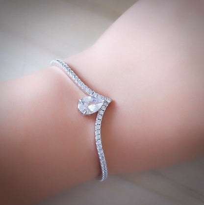 Ayanna - Cubic Zirconia Bridal Bracelet - Available with Blue and Clear CZ