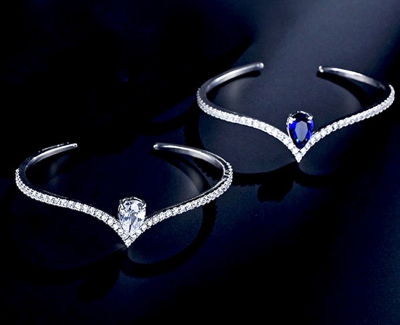 Ayanna - Cubic Zirconia Bridal Bracelet - Available with Blue and Clear CZ