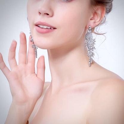 Leona - Silver Cubic Zirconia Bridal Earrings