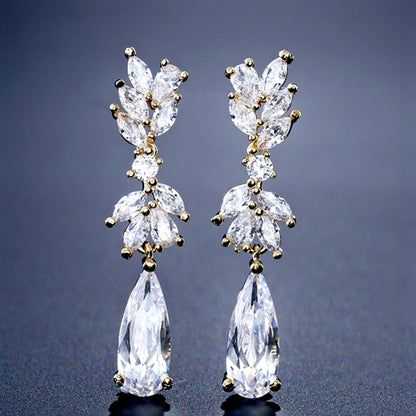 Gemma - Cubic Zirconia Bridal Earrings - Available in Rose Gold, Silver and Yellow Gold