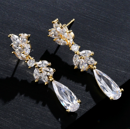 Gemma - Cubic Zirconia Bridal Earrings - Available in Rose Gold, Silver and Yellow Gold