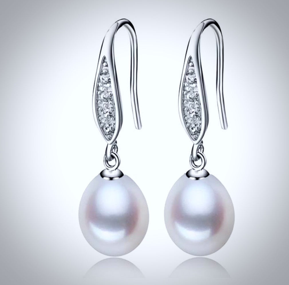 "Deana" - Sterling Silver and Natural Pearl Bridal Jewelry Set - More Colors Available