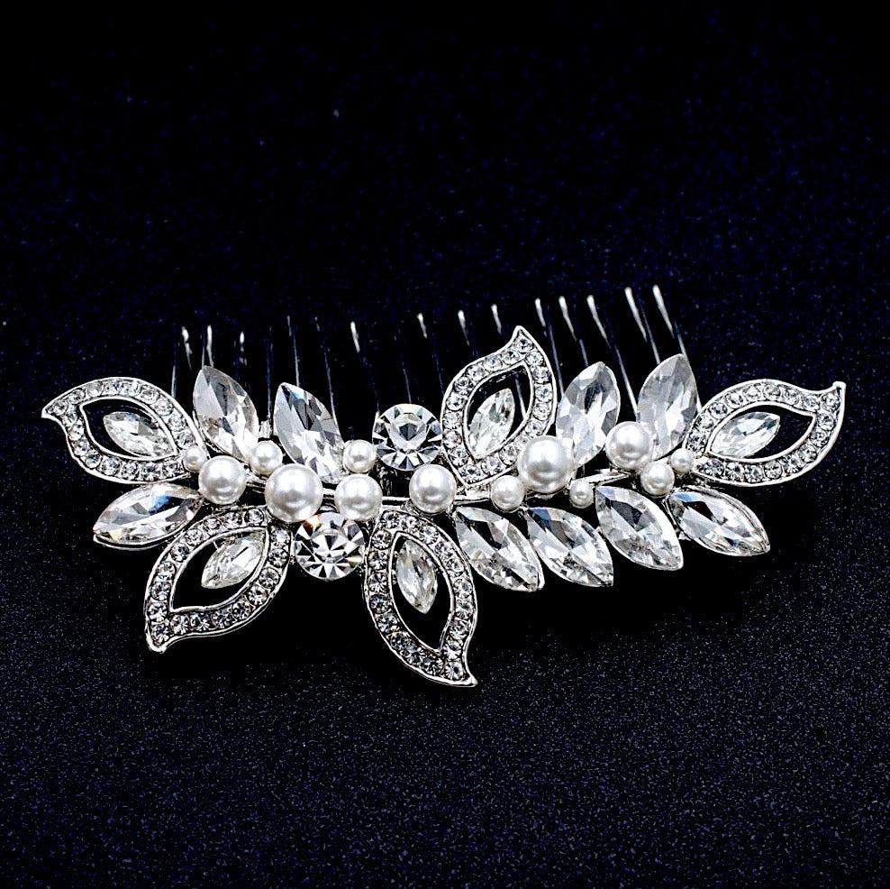Cleo - Pearl and Crystal Bridal Hair Comb - Available in Rose Gold and Silver