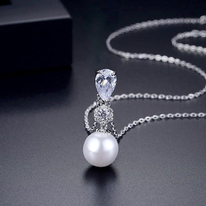 Marissa - Pearl and Cubic Zirconia Bridal Jewelry Set