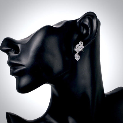Lotus - Cubic Zirconia Bridal Necklace and Earrings Set - Available in Silver and Rose Gold