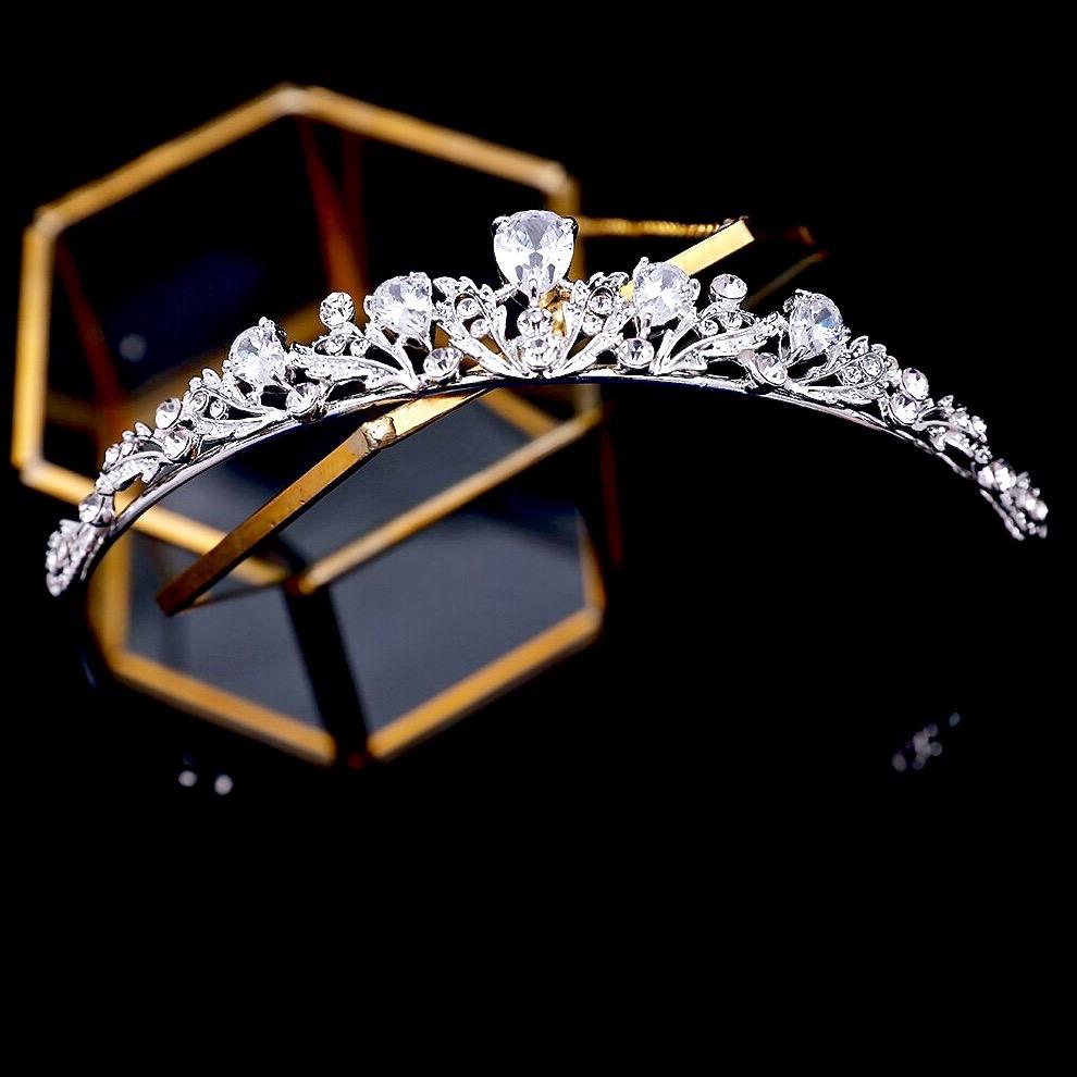 Joelle - Silver Cubic Zirconia 3-Piece Bridal Jewelry Set With Tiara