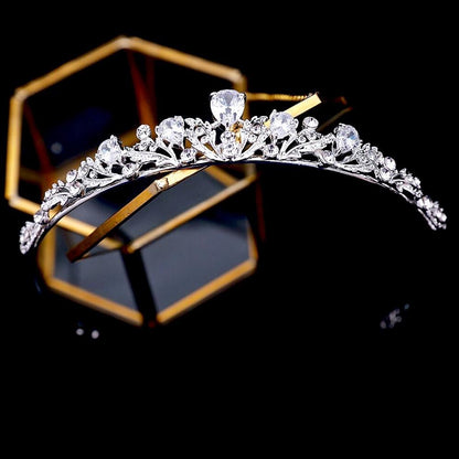 Joelle - Silver Cubic Zirconia 3-Piece Bridal Jewelry Set With Tiara
