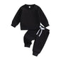 Toddler Baby Boys Girls 2Pcs Fall Outfits Long Sleeve Split Hem Tops Pocket Pants Solid Color Clothes Sets