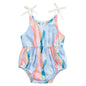 Baby Girls Summer Romper Flower/Butterfly Print Bow Tie Strap Tank Top Sleeveless Round Neck Jumpsuit