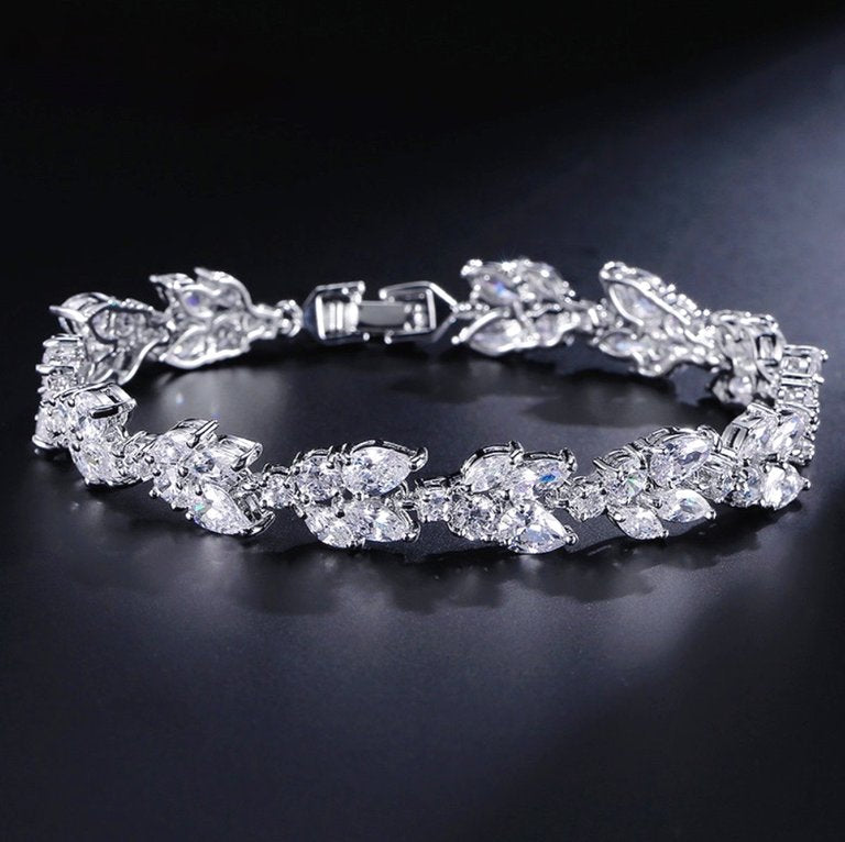 Emera - Cubic Zirconia Bridal Bracelet - Available in Silver, Rose Gold and Yellow Gold