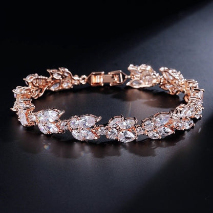 Emera - Cubic Zirconia Bridal Bracelet - Available in Silver, Rose Gold and Yellow Gold