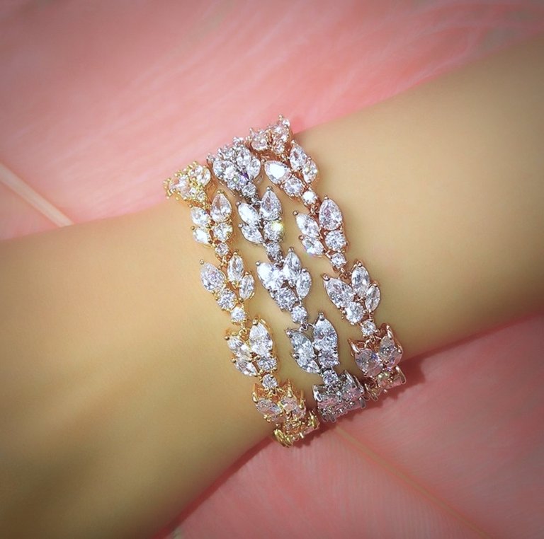 Emera - Cubic Zirconia Bridal Bracelet - Available in Silver, Rose Gold and Yellow Gold