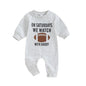 Baby Girl Boy Romper On Saturdays We Watch Football With Daddy Letter Print Long Sleeve Round Neck Jumpsuit Fall Clothes