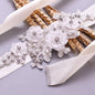 Bernadette - Silk Flowers Crystal and Pearl Bridal Belt/Sash